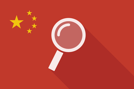 Illustration of a China long shadow flag with a magnifierのイラスト素材