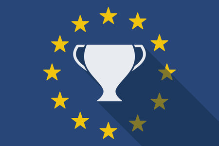 Illustration of an European Union long shadow flag with a cupのイラスト素材