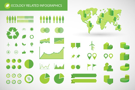 illustration of an   ecology  related infographics kitのイラスト素材