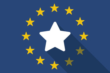 Illustration of an European Union  long shadow flag with a starのイラスト素材