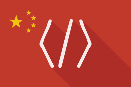 Illustration of a China long shadow flag with a code signのイラスト素材
