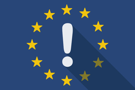 Illustration of an European Union  long shadow flag with an admiration signのイラスト素材