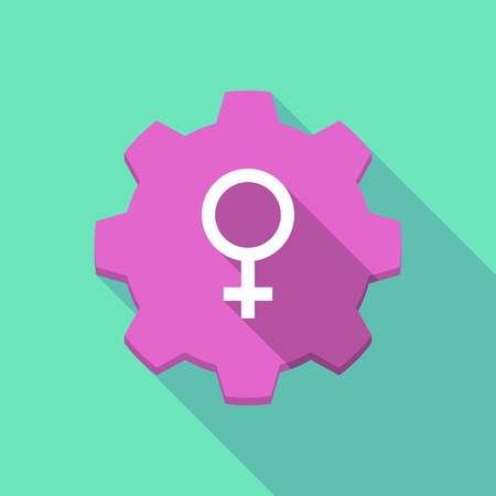 Illustration of a long shadow gear icon with a female signのイラスト素材