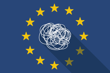 Illustration of an European Union long shadow flag with a doodleのイラスト素材