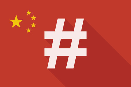 Illustration of a China long shadow flag with a hash tagのイラスト素材