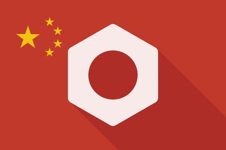 Illustration of a China long shadow flag with a nutのイラスト素材