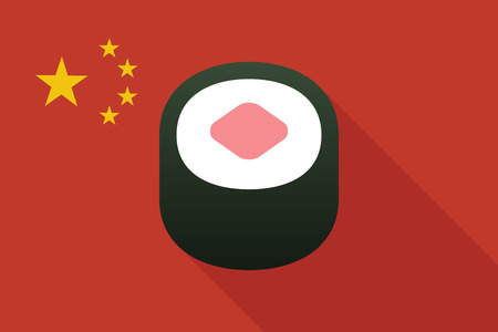 Illustration of a China long shadow flag with a sushiのイラスト素材