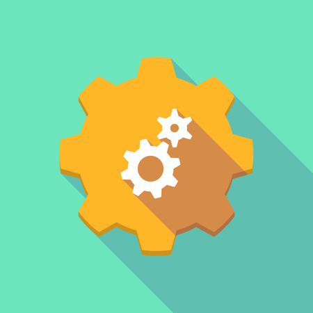 Illustration of a long shadow gear icon with gearsのイラスト素材