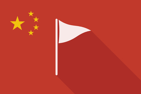 Illustration of a China long shadow flag with a golf flagのイラスト素材