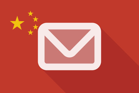 Illustration of a China long shadow flag with an envelopeのイラスト素材