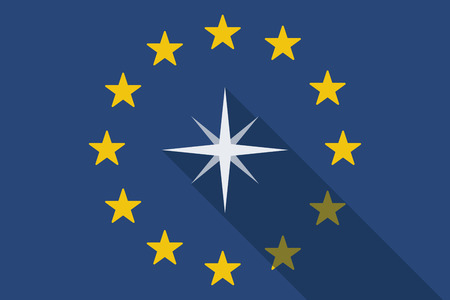 Illustration of an European Union  long shadow flag with a sparkleのイラスト素材