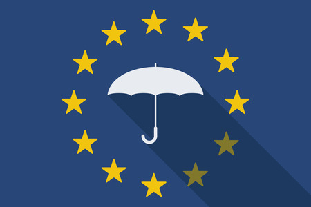 Illustration of an European Union  long shadow flag with an umbrellaのイラスト素材