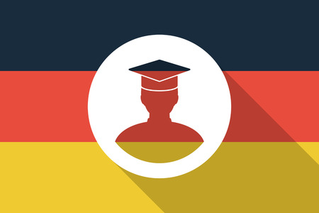 Illustration of a Germany long shadow flag with a studentのイラスト素材
