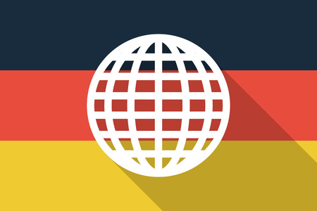 Illustration of a Germany long shadow flag with a world globeのイラスト素材