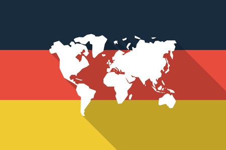Illustration of a Germany long shadow flag with a world mapのイラスト素材