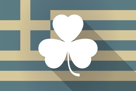 Illustration of a Greece  long shadow flag with a cloverのイラスト素材