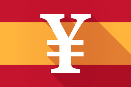 Illustration of a Spain  long shadow flag with a yen signのイラスト素材