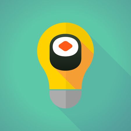 Illustration of a long shadow light bulb with a piece of sushiのイラスト素材