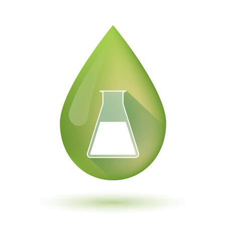 Illustration of an isolated olive oil drop icon with a chemical test tubeのイラスト素材