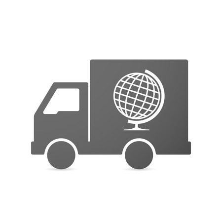Illustration of an isolated delivery truck icon with a world globeのイラスト素材