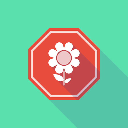 Illustration of a long shadow stop signal with a flowerのイラスト素材