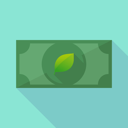 Illustration of a long shadow banknote icon with a leafのイラスト素材