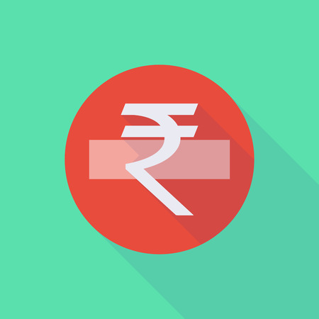 Illustration of a long shadow do not enter icon with a rupee signのイラスト素材