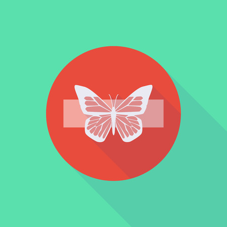 Illustration of a long shadow do not enter icon with a butterflyのイラスト素材