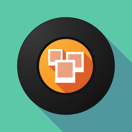Illustration of a long shadow vinyl record with a few photosのイラスト素材