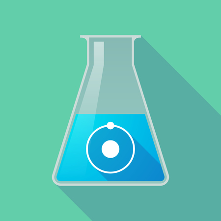 Illustration of a long shadow chemical flask with an atomのイラスト素材