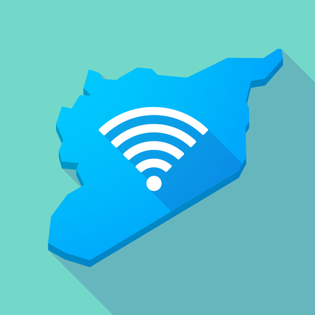 Illustration of a long shadow Syria map with a radio signal signのイラスト素材