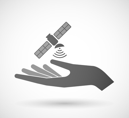 Illustration of an isolated hand giving a satelliteのイラスト素材