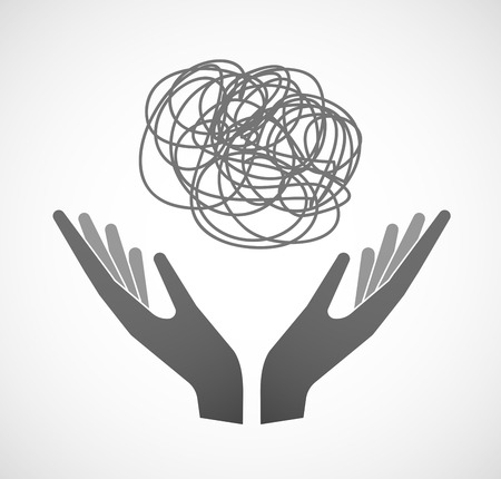 Illustration of two hands offering a doodleのイラスト素材