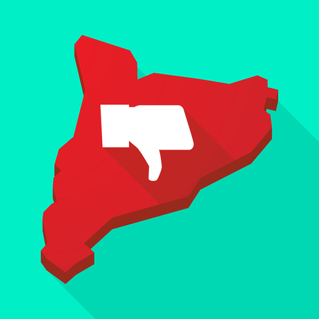 Illustration of a Catalonia long shadow vector icon map with a thumb down handのイラスト素材