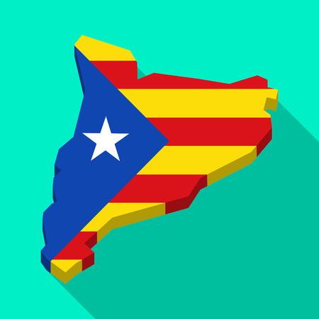 Illustration of a Catalonia long shadow vector icon map with the Estelafa flagのイラスト素材