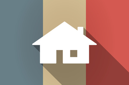Illistration of a long shadow flag of France vector icon with a houseのイラスト素材