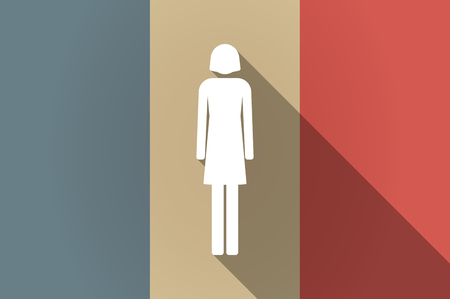 Illustration of a long shadow flag of France vector icon with a female pictogramのイラスト素材