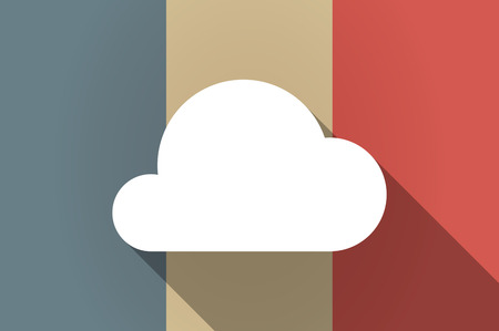 Illistration of a long shadow flag of France vector icon with a cloudのイラスト素材