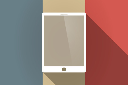 Illustration of a long shadow flag of France vector icon with a tablet computerのイラスト素材