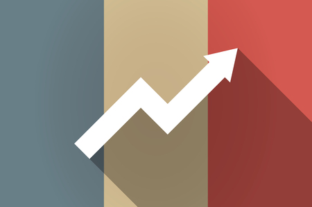 Illistration of a long shadow flag of France vector icon with a graphのイラスト素材