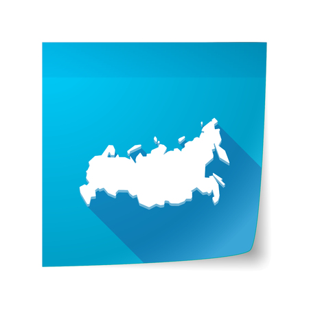 Illustration of a long shadow vector sticky note icon with  a map of Russiaのイラスト素材