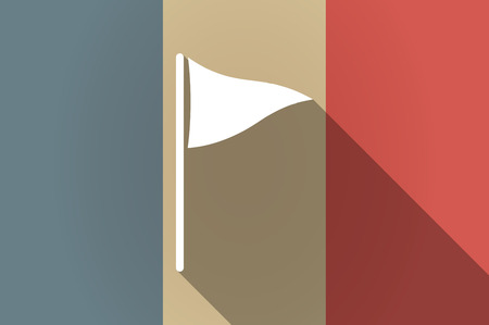 Illustration of a long shadow flag of France vector icon with a golf flagのイラスト素材