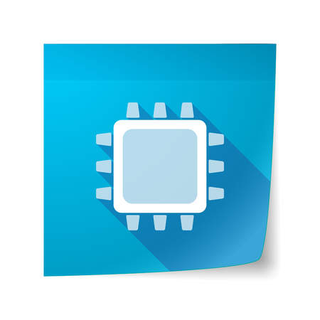 Illustration of a long shadow vector sticky note icon with a cpuのイラスト素材