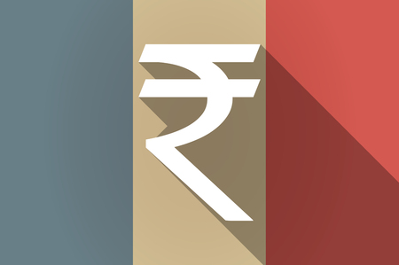 Illustration of a long shadow flag of France vector icon with a rupee signのイラスト素材