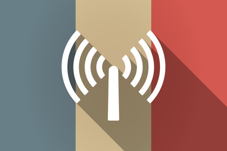 Illistration of a long shadow flag of France vector icon with an antennaのイラスト素材