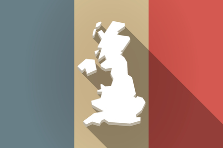 Illustration of a long shadow flag of France vector icon with  a map of the UKのイラスト素材