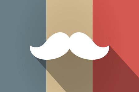 Illustration of a long shadow flag of France vector icon with a moustacheのイラスト素材