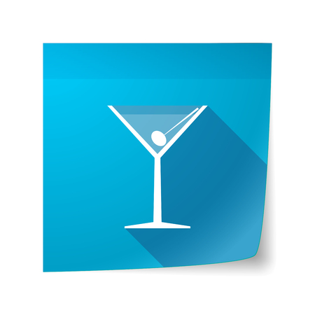 Illustration of a long shadow vector sticky note icon with a cocktail glassのイラスト素材