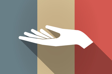 Illustration of a long shadow flag of France vector icon with a hand offeringのイラスト素材