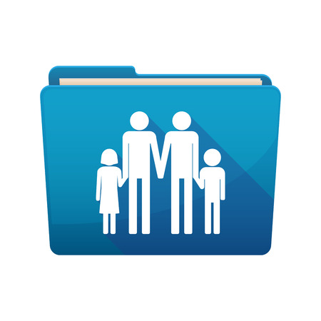 Illustration of a long shadow  binder with  a gay parents  family pictogramのイラスト素材